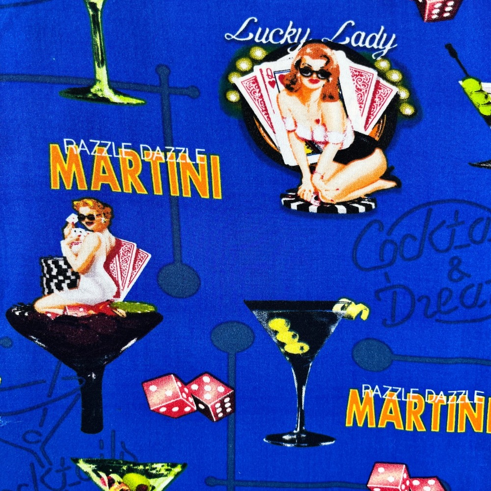 Razzle dazzle Martini shirt Men L‎ Lucky Lady poker Cocktail button up party
